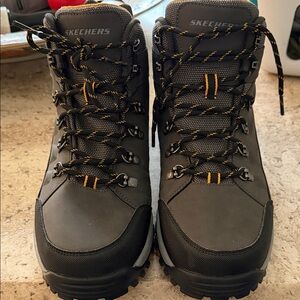 Skechers Men's Black hiking Boots with Yellow Stitching and Accents